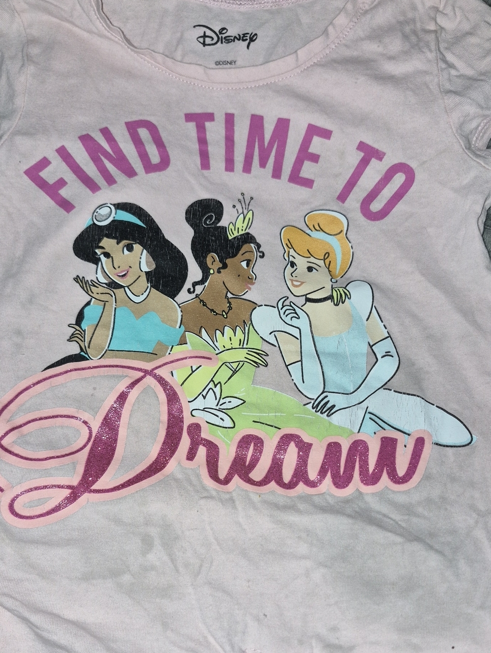 Disney Girls Light Pink Princess 'Find Time to Dream' Pajama Top
